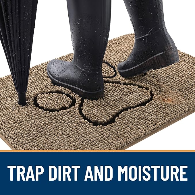 OLANLY Dog Door Mat for Muddy Paws 24x16, Paw Print Design, Absorbs Moisture - Image 2