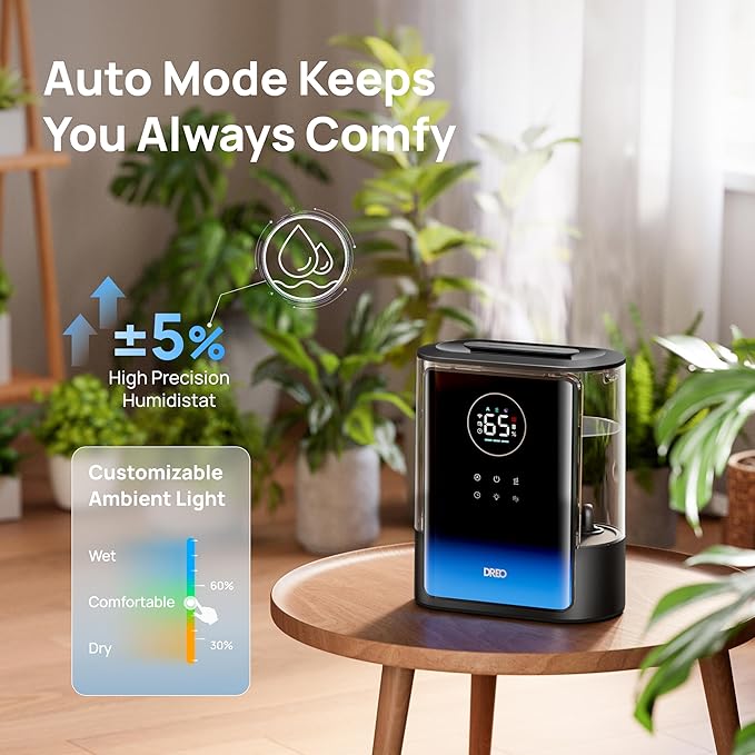 DREO 8L Smart Humidifiers for Bedroom 600ft², 80H Runtime Warm&Cool Supersized - Image 5