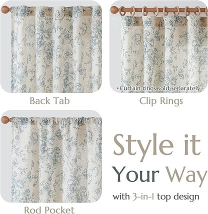 jinchan Linen Floral Curtains Extra Wide - Image 4