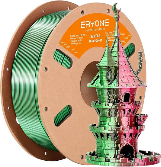 ERYONE Silk Dual Color PLA Filament 3D Printer 1.75mm +/- 0.03mm, Bicolor by ERYONE