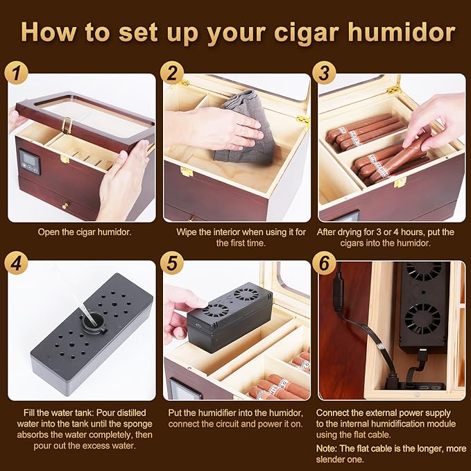 Cigar Humidor Cabinet with Electric Humidifier Precision Humidity Control - Image 6