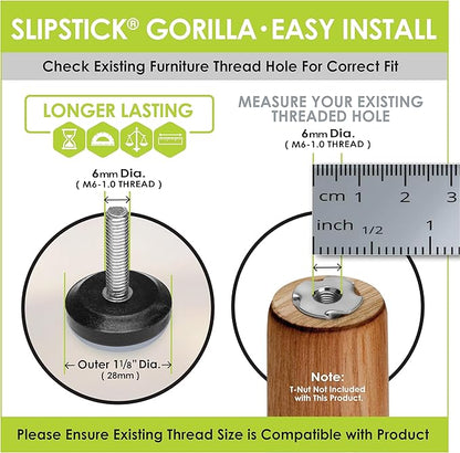 Slipstick Gorilla Outdoor Adjustable Furniture Levelers Weatherproof Screw in - Image 5