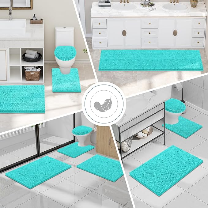 Smiry Luxury Chenille Bathroom Rugs 47x17, Extra Soft and Absorbent Shaggy Bath - Image 7