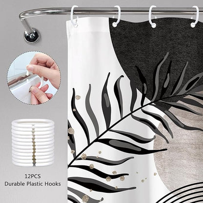 Black Grey Boho Shower Curtain 60Wx72H Bohemian Mid Century Modern Abstract - Image 6