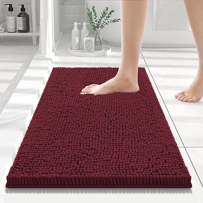 Smiry Luxury Chenille Bathroom Rugs 24x16, Extra Soft and Absorbent Shaggy Bath by Smiry
