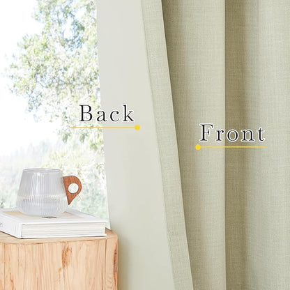 NICETOWN Room Darkening Faux Linen Beige Curtains 120 inches Long, Pinch - Image 9