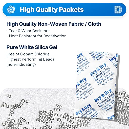 Dry & Dry 300 Gram Silica Gel Packets, Desiccant Packs, Silica Gel - Image 2