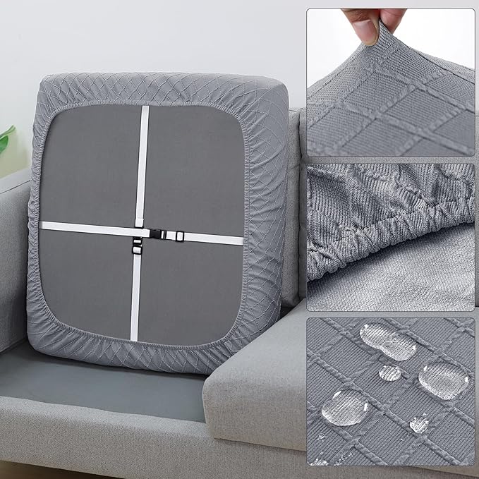 Fuloon Waterproof Seat Cushion Covers 3 PCS, Stretch Sofa Cushion Slipcovers - Image 4
