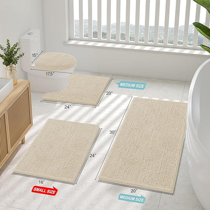 Smiry Luxury Chenille Bathroom Rugs 24x16, Extra Soft and Absorbent Shaggy Bath - Image 2