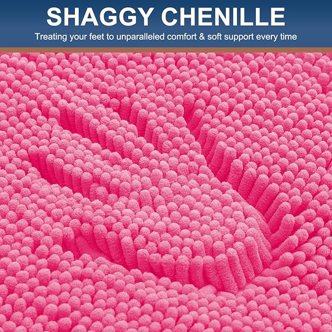 Smiry Luxury Chenille Bathroom Rugs 34x21, Extra Soft and Absorbent Shaggy Bath - Image 4