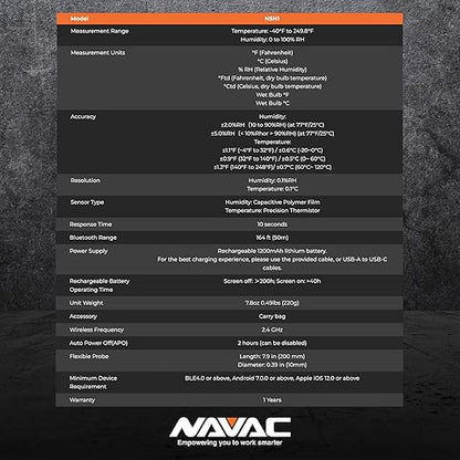 NAVAC NSH1 Bluetooth Psychrometer - Image 7