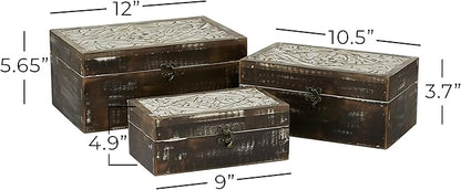 Deco 79 Wood Floral Handmade Decorative Box Decorative Keepsake Boxes - Image 10