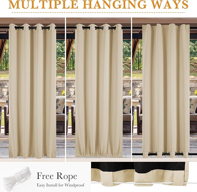 RYB HOME Outdoor Thermal Insulated Fade-Resistant Blackout Curtains 96 inches - Image 6