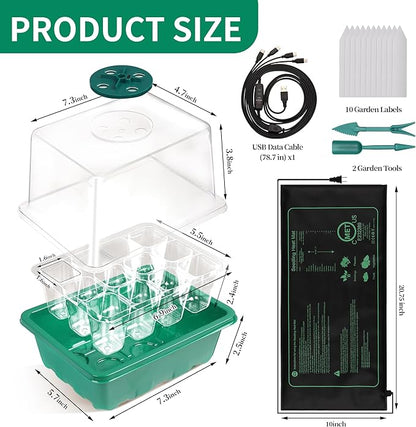 4-Pack Seed Starter Tray with Grow Light and Heat Mat, 48 Cells Seed Starter - Image 3