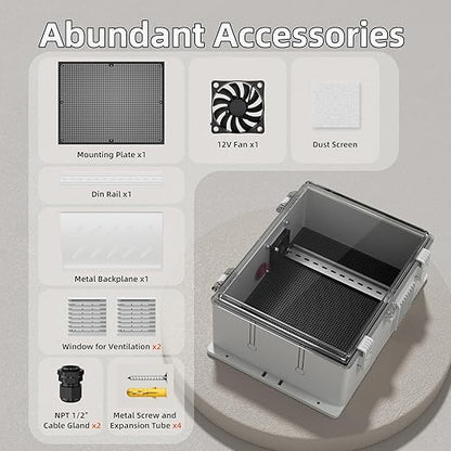 Joinfworld Outdoor Electrical Box Vented Outdoor Enclosure Box Nema Din Rail - Image 4