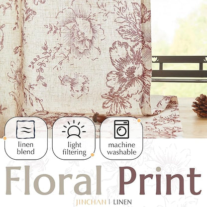 jinchan Linen Blend Curtain Floral Curtains - Image 5