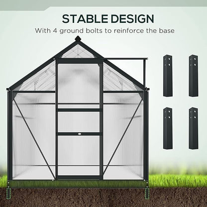 Outsunny 6' x 10' Greenhouse for Outdoors, Polycarbonate Greenhouse - Image 5
