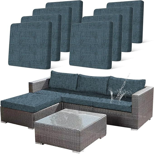 8Pcs Stretch Patio Cushion Covers Outdoor Couch Cover Replacement, Outdoor by CALBODE
