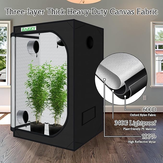 zazzy Grow Tent 60"x60"x78" Hydroponic Grow Tents Heavy Duty Dark Room Grow - Image 5
