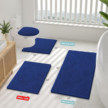 Smiry Luxury Chenille Toilet Rugs U-Shaped 24x20, Soft Absorbent Non-Slip - Image 2