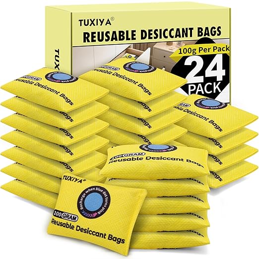 24Pack Rechargeable Silica Gel Desiccant Packets, Color Indicating Desiccant by Unknown