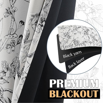 jinchan Floral 95% Blackout Curtains - Image 4