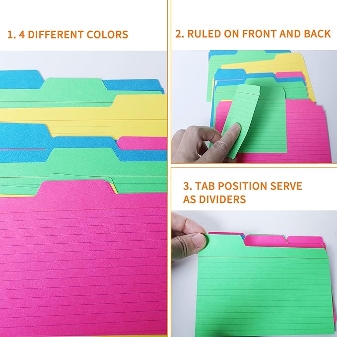 JUNDUN Index Card Holder with 48 Pieces 3x5 Inch Index Cards Dividers, - Image 5