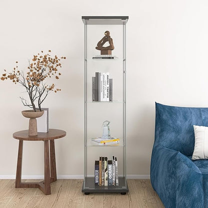 Yoluckea 4 Shelves Glass Display Cabinet - Image 4