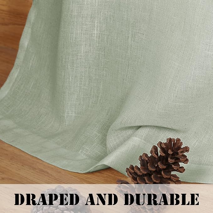 H.VERSAILTEX Sage Linen Curtains 108 Inches Long - Image 6