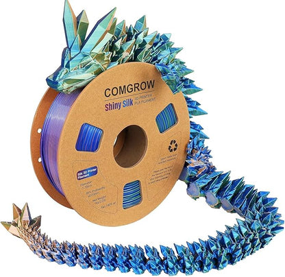 Comgrow Silk Shiny Blue Purple and Yellow 3D Printer Filament, Comgrow 3D by Comgrow