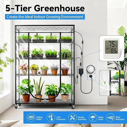 JESLED Indoor Greenhouse with Grow Light, 4FT Full Spectrum 5000K LED Light - Image 3