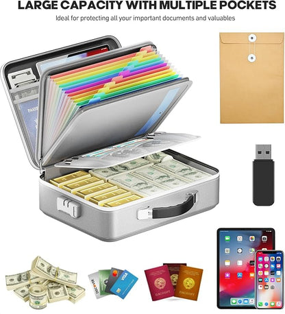 Fireproof Document Box, Hard Case Highly Flame-Resistant Fire Proof Waterproof - Image 3
