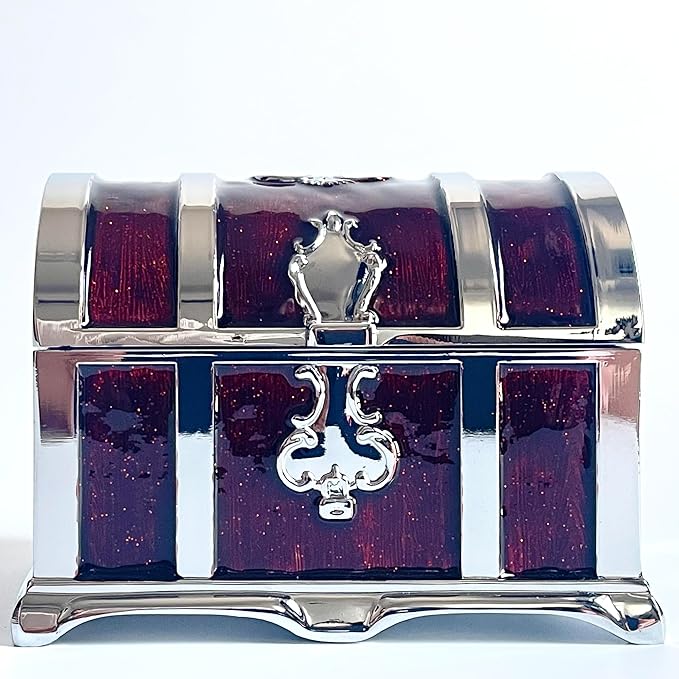Retro Jewelry Box Arched Vintage Rectangular Metal Chest Necklace Ring Earrings - Image 4
