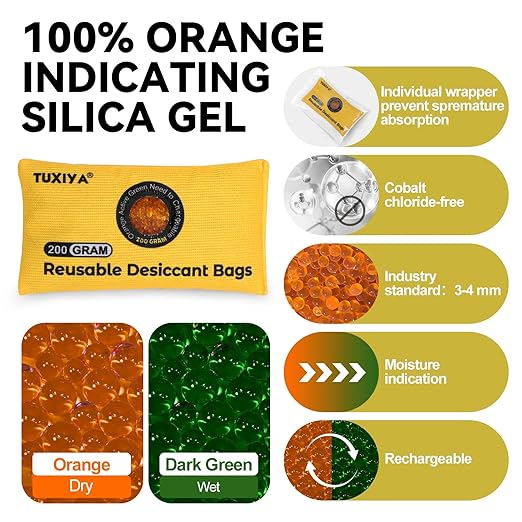 12Pack Rechargeable Silica Gel Desiccant Packets, Color-Indicating Desiccant - Image 3
