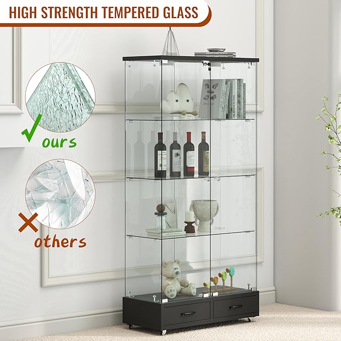 Yoluckea 4-Tier Glass Display Cabinet - Image 6