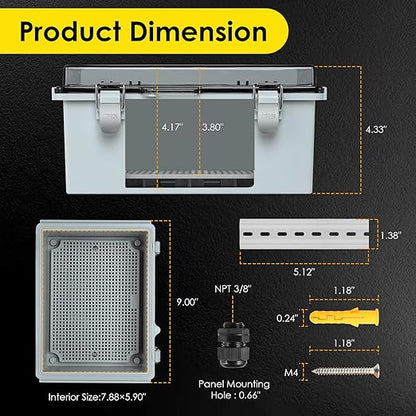 Waterproof Electrical Junction Box Outdoor, IP67 ABS Plastic Weatherproof - Image 3