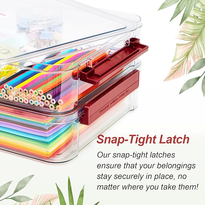 5.5qt Portable Project Case 9 X 13 Clear Stackable Plastic Storage - Image 6
