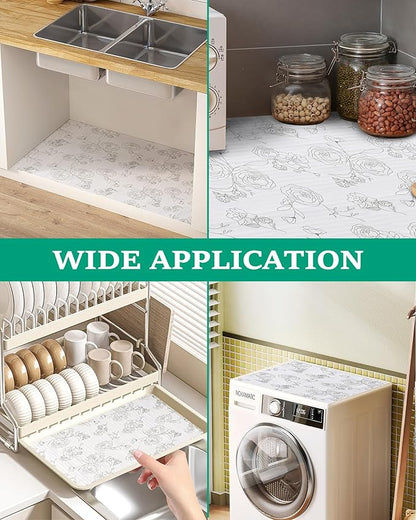 Floral Drawer Liner for Kitchen Cabinets Non-Adhesive Shelf Liner Non-Slip - Image 6