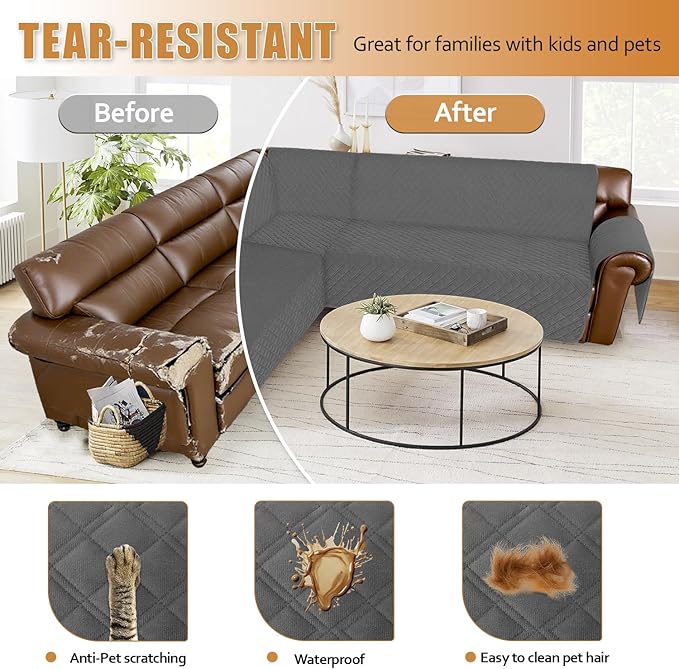 Arfntevss Waterproof Sectional Couch Covers L Shape Washable Velvet Sofa Cover - Image 7