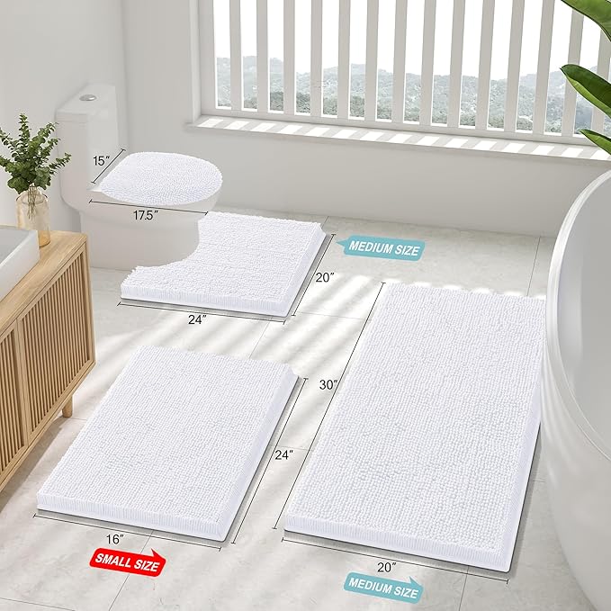Smiry Luxury Chenille Bathroom Rugs 70x24, Extra Soft and Absorbent Shaggy Bath - Image 2