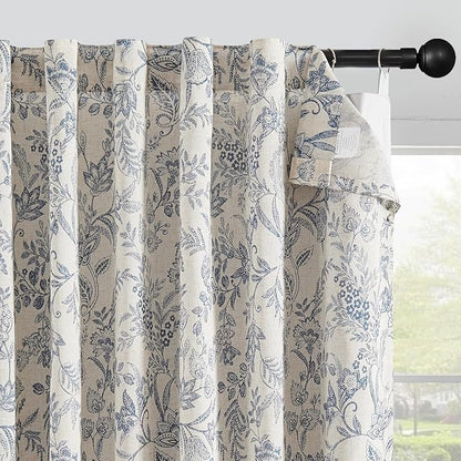 Vangao Linen Curtains with Detachable Blackout Liners Floral Curtains by Vangao