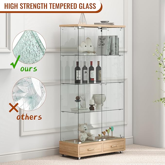 Yoluckea 4-Tier Glass Display Cabinet - Image 6