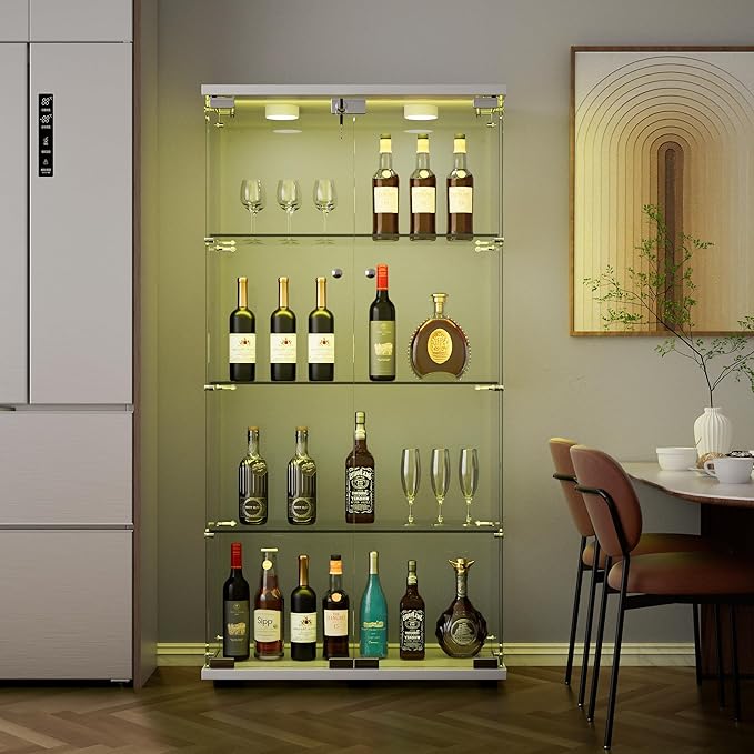 Yoluckea 4 Shelves Glass Display Cabinet - Image 5