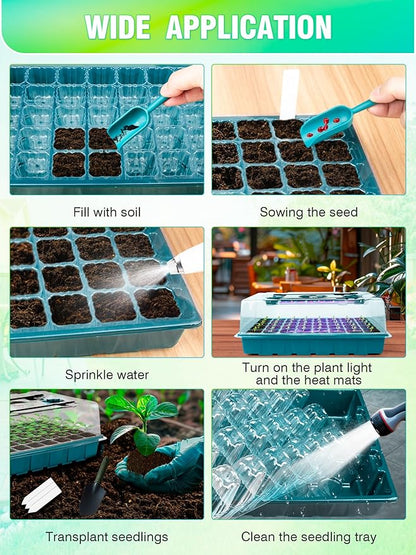 Seed Starter Tray with Grow Lights and Heat Mat, 3-in-1 Soil Meter, 80-Cell - Image 7