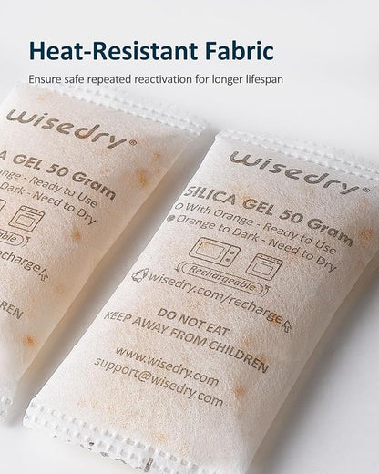 wisedry 50 Gram Silica Gel Packets Microwave Fast Reactivate Desiccan Packs - Image 5
