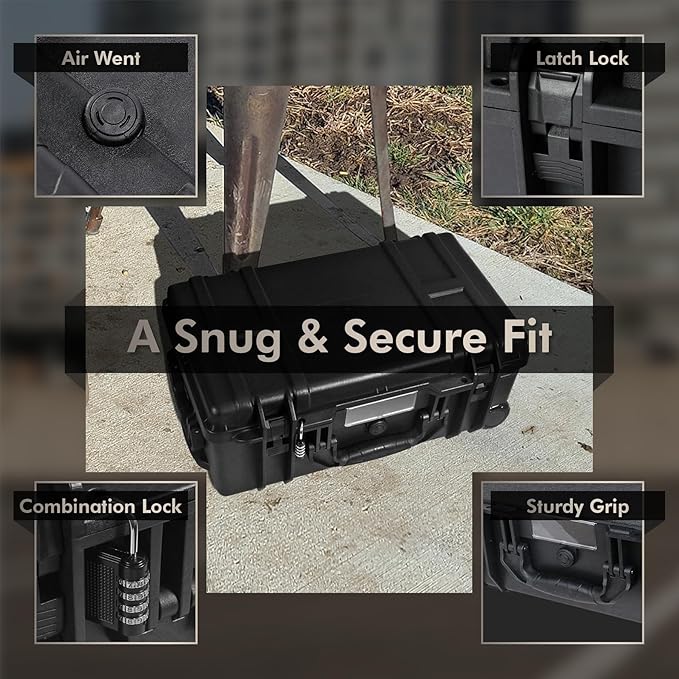 Camera Hard Case Dry Box With Foam & Stretchable Handle With Wheels | Gun Safe - Image 6