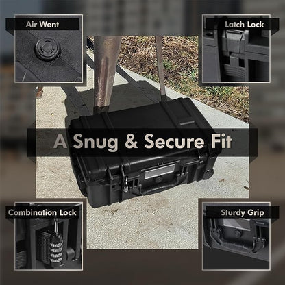Camera Hard Case Dry Box With Foam & Stretchable Handle With Wheels | Gun Safe - Image 6