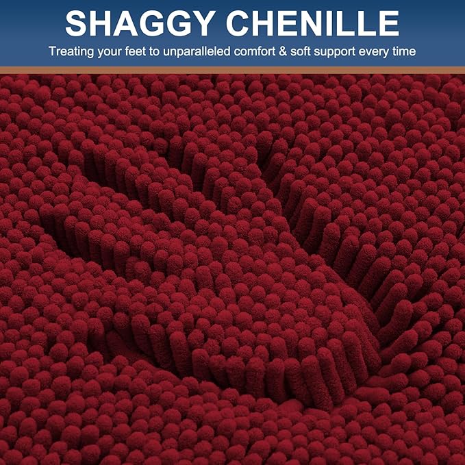 Smiry Luxury Chenille Bathroom Rugs 47x17, Extra Soft and Absorbent Shaggy Bath - Image 3