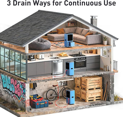 120 Pints Dehumidifier with Pump and Drain Hose - Image 4