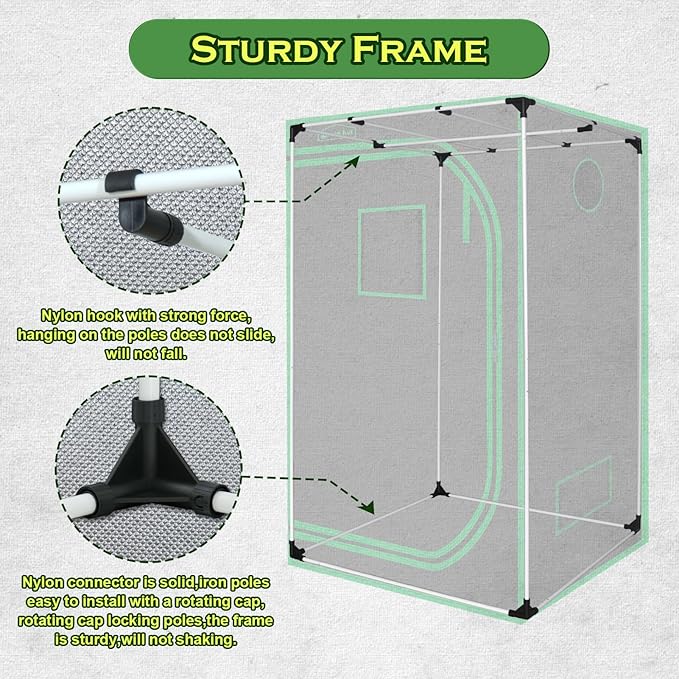 60"x60"x78" 600D Mylar Hydroponic Growing Tents - Image 7
